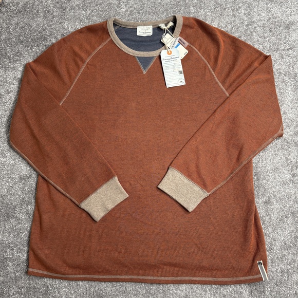 Tommy Bahama Other - Tommy Bahama Sweatshirt Mens XL Brown Reversible Raglan Crewneck Knit Pullover